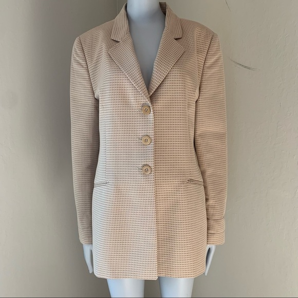 New ZANELLA Amanda Cotton Blend Woven Tan Blazer Made in Italy Career Tailored - Picture 14 of 16